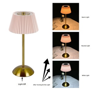 Lámpara de Mesa Portátil Recargable, Inalámbrica, Funciona con Baterí<span class=keywords><strong>a</strong></span>, Pantalla de Tela, LED Regulable, Luz Nocturna para Dormitorio, Sala de Estar, Oficina - Product Image 5
