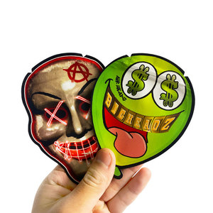 Bao bì nhựa hologram in logo tùy chỉnh, hình dạng độc đáo, túi dạng pouch 3.5g 14g 28g 1lb, khóa zip, cắt khuôn phẳng, túi Mylar 3.5 - Product Image 4