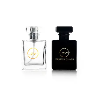 批发空矩形香水喷雾瓶25毫升黑色香水，带雾化器和帽，用于香水包装