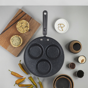 Oem personalizzato 3 fori cibo-Safe uovo hamburger Mini Omelette Non Stick <span class=keywords><strong>padella</strong></span> con manico lungo - Product Image 1