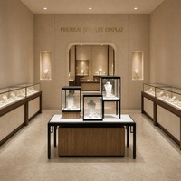 Vitrine à bijoux autoportante haute avec portes coulissantes en verre, verrouillable, éclairage LED, pour magasin de bijoux.
