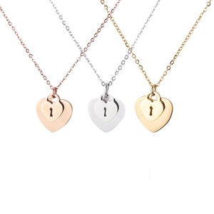 Liebhaber Herz Vorhänge schloss Halskette Vorhänge schloss Kragen Choker Halsketten für Männer Frauen <span class=keywords><strong>24</strong></span> Zoll - Product Image 1