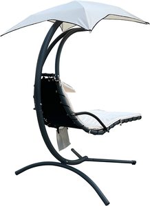 Silla <span class=keywords><strong>Colgante</strong></span> Curva Danlong de Diseño Moderno para Jardín, Patio o Terraza, <span class=keywords><strong>con</strong></span> <span class=keywords><strong>Sombrilla</strong></span> y Reposapiés - Product Image 2