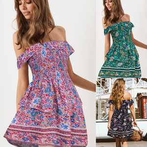 Verano playa vestidos de las mujeres 2020 de moda las mujeres al por mayor ropa hombro Tropical Bohemia vestidos - Product Image 1