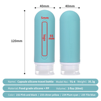 Bouteille de voyage en Silicone de 89ml, gel douche, shampoing, Kit de voyage, accessoires, ensemble de bouteilles avec couvercle, vente en gros