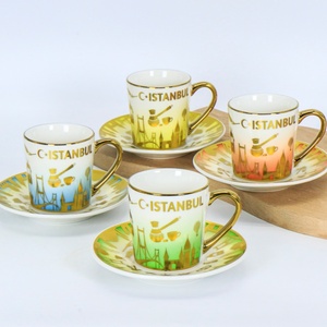 Taza de Cerámica con Plato de Recuerdo de la Ciudad de Estambul, <span class=keywords><strong>Turquía</strong></span>, Juego de Taza y Platillo de Porcelana de Lujo para Café y Té de la Tarde, Venta al Por Mayor OEM ODM - Product Image 2