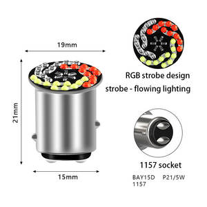5W 12V 1157 RGB LED <span class=keywords><strong>Moto</strong></span> Phare Ampoules 24SMD 30SMD Lampe <span class=keywords><strong>Clignotant</strong></span> <span class=keywords><strong>Moto</strong></span> Lumineux 1157 BAY15D P21 <span class=keywords><strong>Moto</strong></span> Flash Lumière - Product Image 5