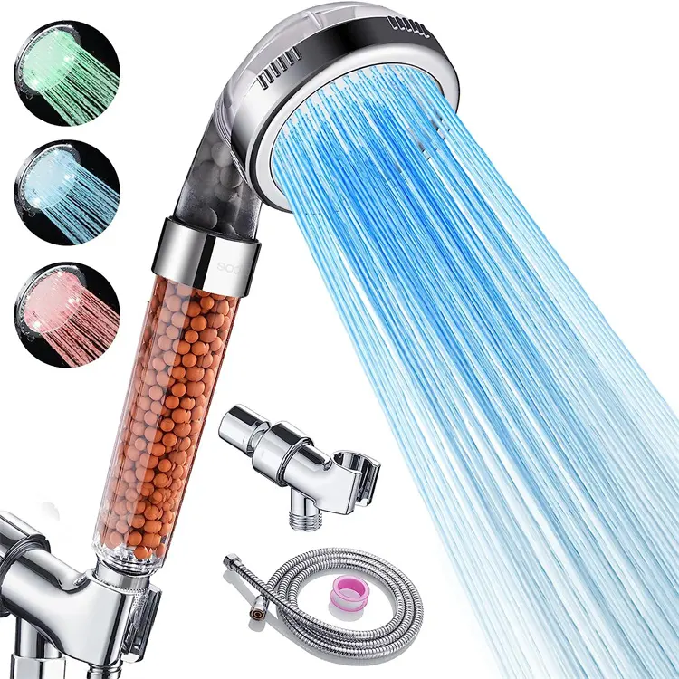 Cabeça de chuveiro de alta pressão com filtro/Water Saving Spray Showerheads Handheld/cabeça de chuveiro LED filtrada com Handheld