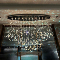 Lampe suspendue personnalisée pour salon, décoration intérieure, lumière de luxe, restaurant, papillon, cristal, lustre moderne à LED pour hôtel, plafonds hauts