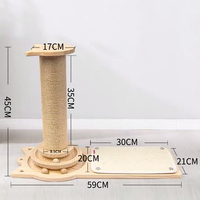 Joli griffoir pour chat en bois naturel avec jouet interactif à boule tournante, tapis à griffer en sisal durable, mobilier 3-en-1 pour animaux de compagnie