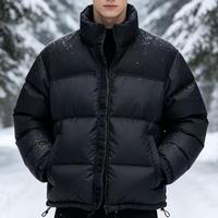 Veste matelassée slim fit avec logo personnalisé, veste d'hiver décontractée pour homme, épaisse et imperméable