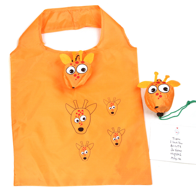 New Custom Grocery Bags Reusable Animal Shopping Bag Foldable Pouch Eco Polyester Logos