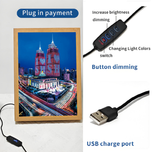 Marcos de Madera Clásicos para Acuarelas con Luces LED, Imágenes Impresas con UV, Tamaños A4/8 Pulgadas, Venta al Por Mayor - Product Image 2