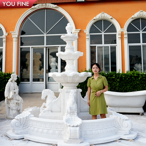 Fontaine YOUFINE en marbre <span class=keywords><strong>blanc</strong></span>, Pégase ailé à plusieurs niveaux, pour entrée d'hôtel et allée de villa - Product Image 5