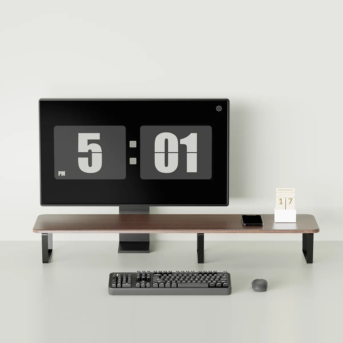 Mobili per ufficio a casa ergonomia metallo legno esteso doppio schermo Monitor Desktop supporto per Computer riser