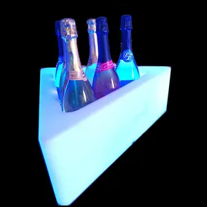 Cubo de hielo triangular iluminado con luz LED, cubo de hielo con batería y control remoto