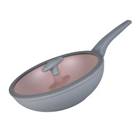 Set panci masak aluminium anti lengket, Set panci masak lapisan granit, panci sup dengan tutup kaca