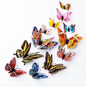 12 Pieces DIY Home Decor Stickers for Arty Kids Room Bedroom Decor 3D Glowing Butterfly Art Wall Stickers