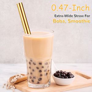 Pailles à boba modernes de haute qualité en acier inoxydable 304 de 12 mm, réutilisables, à bords biseautés, pour smoothies, idéales pour restaurants, bars et fêtes - Product Image 4