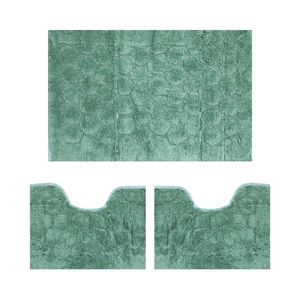 LEAF LINE - Juego de 3 tapetes de baño color verde aguamarina - Product Image 1