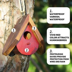 Jaula para pájaros de madera maciza de lujo moderna, casa de colibrí para exteriores con cierre de cinturón con patrón de animales cuadrados para pájaros y gatos que viven - Product Image 5