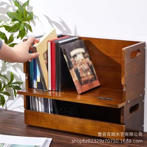 Boîte de rangement en bois pour DVD avec couvercle magnétique, organisateur de médias empilable pour CD, DVD, cassette vidéo, affichage rectangulaire marron - Product Image 1
