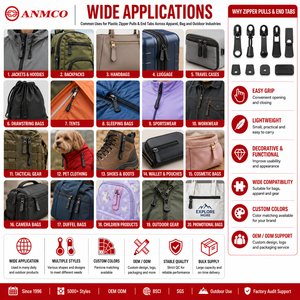 Accessoires de sac tactique pour vêtements, tirettes de <span class=keywords><strong>fermeture</strong></span> <span class=keywords><strong>éclair</strong></span> décoratives en <span class=keywords><strong>plastique</strong></span> avec cordon - Product Image 3