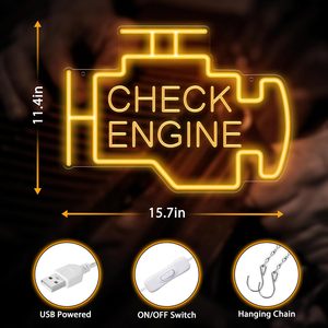 Letrero LED de Neón 'Check Engine' para Decoración de Pared, Color Amarillo Dorado, para Cuarto de Auto, Sala de Juegos o Cuarto de Hombre - Product Image 2