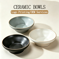 Vaisselle de mariage nordique personnalisée OEM, bols à riz mats émaillés de couleur unie, bols à ramen, bols à plats froids pour restaurant, bols en céramique