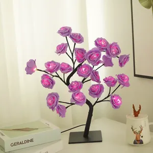 Albero di Rose Artificiali con Luce LED Notturna, Lampada da Tavolo Decorativa per Casa, Camera da Letto, Matrimoni, Feste e Decorazioni Natalizie - Product Image 4