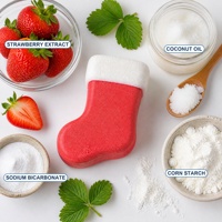 Coffret Cadeau de Noël 6 Bombes de Bain Effervescentes Fraise pour Spa Relaxant, Personnalisable OEM ODM 100g