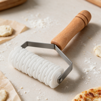 Couteau à pizza pliable en métal avec manche en bois, outil de découpe et de traçage de pâte, diviseur de pâte, coupe-pâte multi-usage
