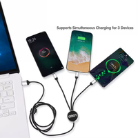 Câble de charge multi-prise 3 en 1 avec logo personnalisé, cadeau promotionnel, cordon de charge pour téléphone portable USB 3 en 1 avec éclairage