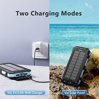 Neue Solar-Powerbank Dual USB Micro USB 20000mAh Wasserdicht Kompass Akku-Ladegerät Externes Tragbares Solarpanel LED-Licht OEM