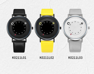Reloj unisex minimalista con pantalla creativa de tres manecillas, caja delgada de 6,5 mm, resistente al agua hasta 3 ATM, correa de cuero PU, reloj de pulsera de cuarzo - Product Image 5