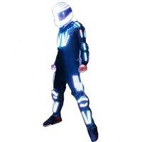 Hot LED Dance Tron Robot Costume Lumineux Hommes Vêtements RGB Stage Costume De Mode Halloween Accessoires