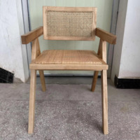 Fauteuil en rotin de Chandigarh, chaise de salle à manger moderne en bois, fauteuil au design en bois