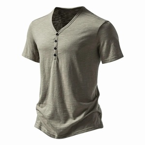 Nueva Camiseta Deportiva de Manga Corta con Cuello Redondo y Cuatro Botones para Hombre, de Secado Rápido, Transpirable, Antiarrugas, de Color Sólido, Estilo Urbano, Tejida - Product Image 1