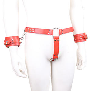 Bdsm <span class=keywords><strong>Bondage</strong></span> Flirten Sexy Mannelijke Kuisheid Handboeien Lederen Kuisheidsbroek Met Handboeien En Korsetten Voor Zowel Mannen Als Vrouwen - Product Image 2