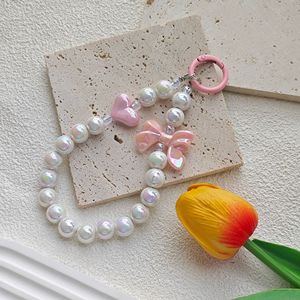 Llavero con Cuentas Color Macarrón, Correa para Teléfono con Lazo en Forma de Corazón y Colgante para Bolso, Modelo ELLA - Product Image 3