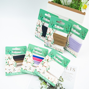 Élastiques à cheveux en coton pur ZSM, couleur unie, haute élasticité, usage quotidien, emballage écologique - Product Image 1