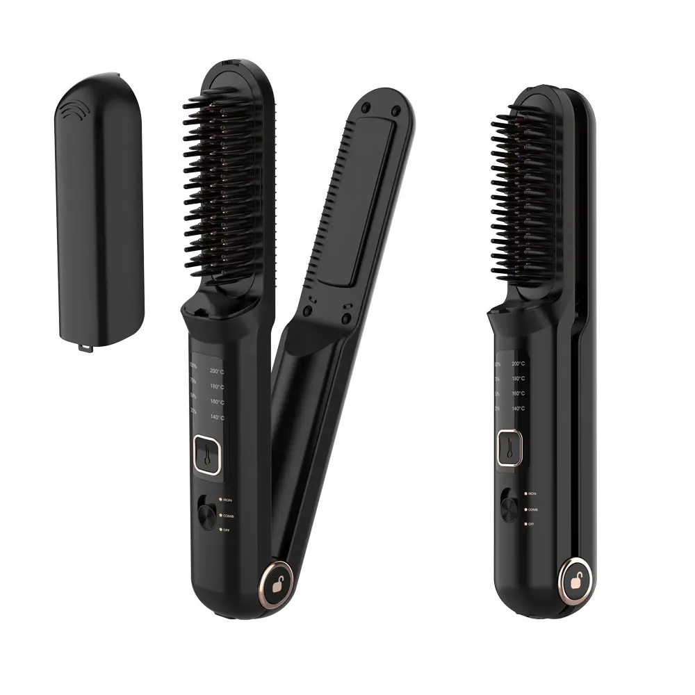 Mini profesyonel taşınabilir kablosuz saç sakal düzleştirici fırça isı USB akülü saç düzleştirme çubuğu