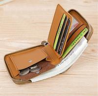 Dompet Pria Kartu Bank Pemblokir RFID Kulit PU Kustom Uang Saku Koin Tipis Ritsleting Dompet Pendek Anak Laki-laki Remaja Terbaik