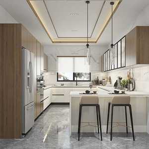 Gabinete de cocina de alto brillo Melbourne Project hecho de material HDF con solución de diseño gráfico incluye accesorio para patadas en la punta - Product Image 6