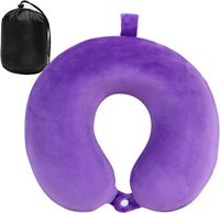 Accessoires d'avion portables violet foncé oreiller de cou de voyage amélioré pour avion 100% oreiller de voyage en mousse à mémoire pure