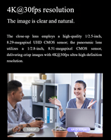 Système de visioconférence 4K tout-en-un OEM/ODM direct usine, double objectif, zoom 12x, grand angle 120°, suivi IA du locuteur, USB, Wi-Fi