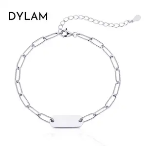 Dylam pulseira de estilo francês com corrente, textura simples, quadrada, moda feminina, europeu e americano, estilo frio