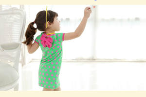 Ropa Infantil al por Mayor, Vestido Recto de Manga Corta con Estampado de Puntos Estilo Ghanaí para Niñas, de Fabricante Chino - Product Image 2