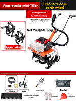 Pequeño Microcultivador Agrícola de Gasolina Motocultor Rotativo Doméstico Azadón para Desmalezar Aflojar Suelo Arado de Zanjas y Escarificador de Campo
