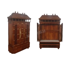 Handmade South Indian Theme Hand Carved Temples South Indian Teak Wooden Temple for Home Grand Glossy Look Hand Carved <b>Mandir</b> - Product Image 1